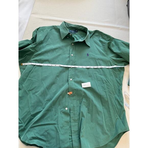 Vintage Ralph Lauren Blue Label Long Sleeve Shirt XXL Green Cotton Heavy Button - Picture 5 of 7